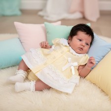 Premature Baby Girl Dress Frilly Lace Bows Prem Early Tiny Small Preemie LEMON