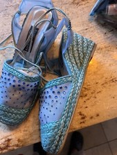 RUSSEL & BROMLEY TURQUOISE ESPADRILLE WEDGE SHOES SIZE 10