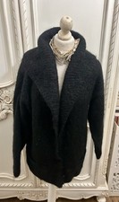 Vintage 1980s Retro Boho Black Mohair Cardigan 10-12
