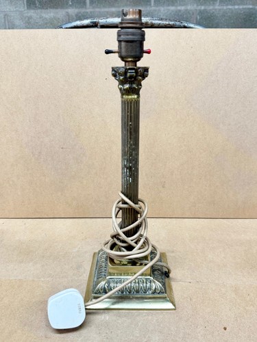 Antique brass column table - brass,