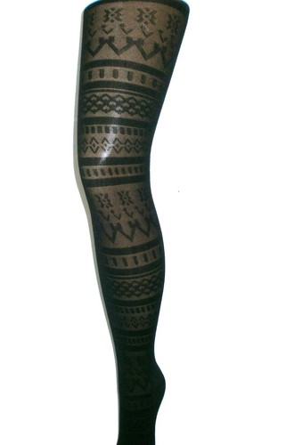 Black inca tights - tights, patterned
