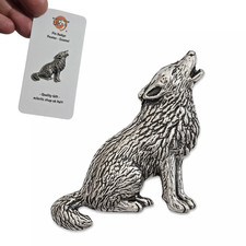 Wolf Pewter Pin Badge Howling