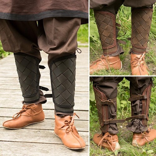 Leather greaves viking - leather, or