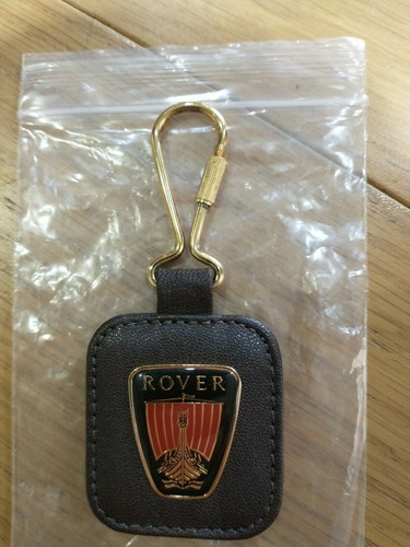 Rover brass leather keyring - brass,