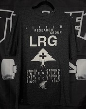 Lifted Research Group LRG Charcoal  static Script Cycle Logo Shirt size large