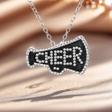 Sparkling Cheering Megaphone Pendant Necklace Elegant Accessory For Sports Event