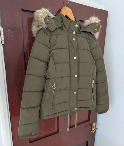 Topshop khaki puffer jacket - khaki, uk