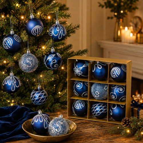 Midnight blue baubles - midnight,