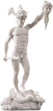 Perseus Beheading Medusa Greek Gods Statue, Marble Polyresin, White, 30.5 Cm