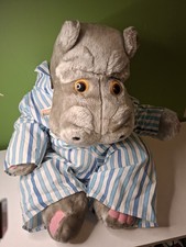 Tebro Silent Night Hippo Vintage 1987 Plush Striped Pyjamas