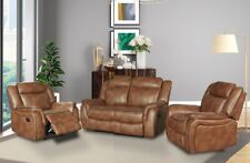 Tan Brown Leather Gel Recliner 3 Seater 2 Seater / Armchair Sofa Suite CLIFTON