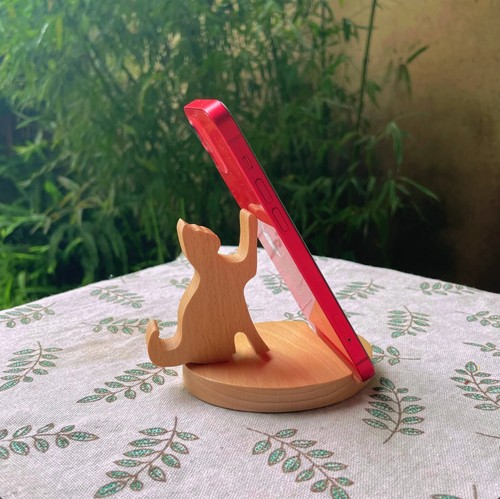 Wooden phone stand paw - phone, print