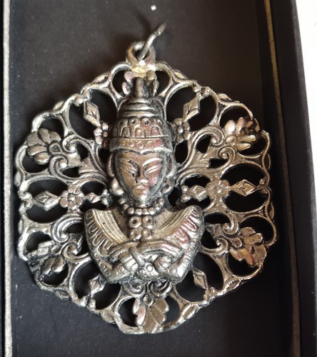 Silvertone buddha pendant - buddha,