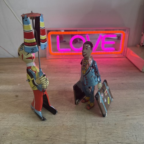 Vintage tin plate wind toy - tin,