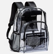 LARGE HEAVYDUTY CLEAR BACKPACK .5MM Transparent PVC School Stadium Book See Thru