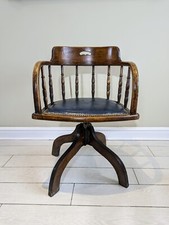 Antique Desk Armchair Victorian Rotating Reclining Windsor Captains FREE POSTAGE