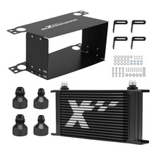 19 Row Universal Oil Cooler Kit AN10 Engine Transmission Black Mount System