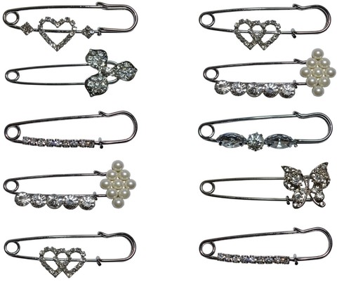 New diamante pearl kilt pin - pearl,
