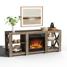 Duty Heavy TV Stand TV Unit Cabinet Sideboard With 18in Electric Fireplace Large