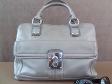 Episode silver grey metallic leather women's hand / work bag.