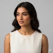 14K Gold Plated Shiny Cable Chain Necklace Fashion Choker Female Girls Jewelry