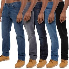 Enzo Mens Jeans Straight Leg Denim Trouser Cotton Regular Fit Pants All UK Sizes