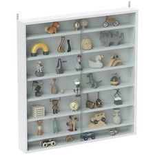 HOMCOM Six Shelf Display Cabinet, with Glass Doors - White