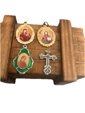 Religious Holy Medals Vintage Micro Cross Prayer Comfort Mediation Traditional