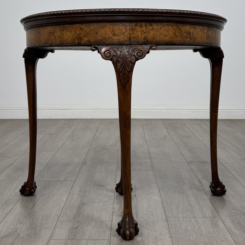 Antique burr walnut demi lune - antique,