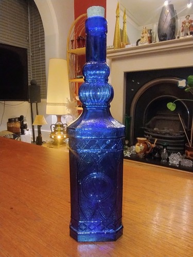 Blue glass bottle made - blue, in