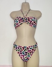 Ocean Club Primark Multicoloured Leopard Print Bikini Set Size 10 Brand New