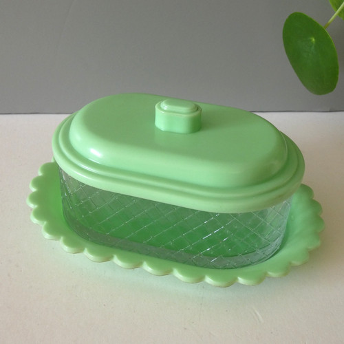 Vintage green plastic glass - green,