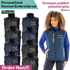 Personalised Embroidered Result Compass Padded Soft Shell Gilet Body Warmer