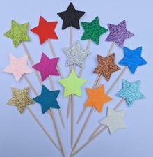 12/24  GLITTER Cupcake Toppers Picks Flags Birthday Cake topper Any colour 1.5in