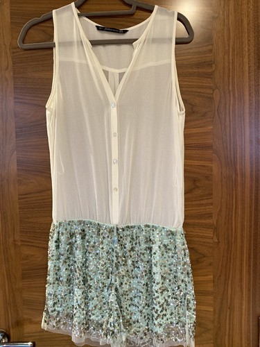 Zara playsuit ivory green - zara,