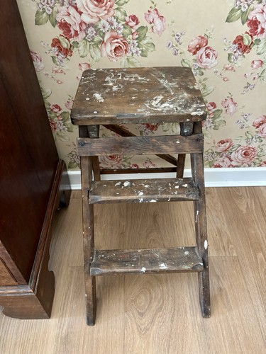 Vintage wooden folding step - vintage,