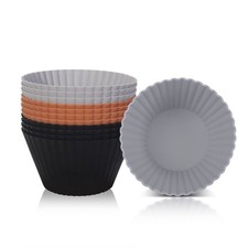 12 Pack 9.2cm Jumbo Silicone Muffin Cases Nonstick, Reusable Large Cupcake Molds