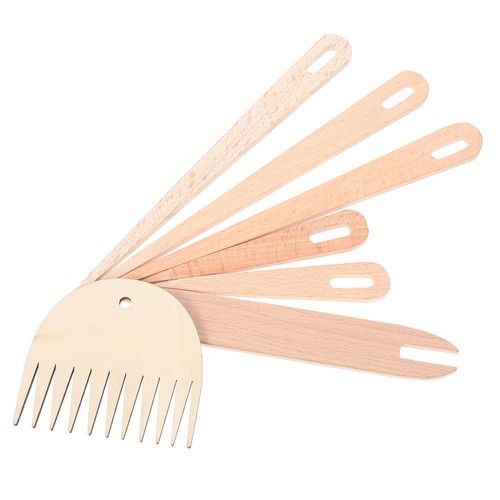 Wood hand loom stick set - wood, khaki