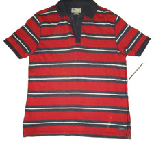 Marks and Spencer North Coast red blue stripe short sleeve polo top size M