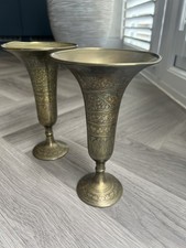 Pair of Vintage Engraved Brass