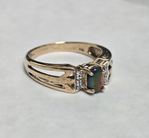 9ct yellow gold ammolite - yellow, &