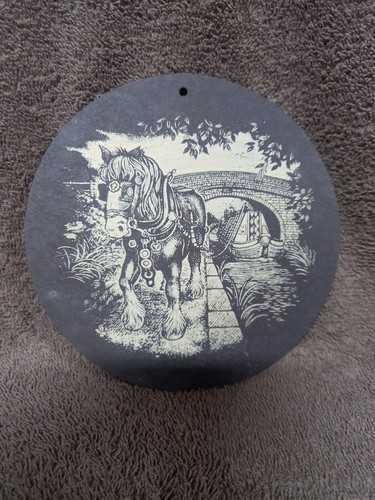 Slate plaque horse pulling - slate,