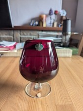 Swedish Vintage Balloon Brandy Glass Ruby Red, Stickered