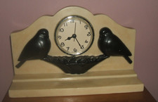 Vintage Art Deco Love Birds Past Times Mantel Clock New Battery