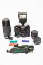 Yashica FX-D 35mm SLR Film Camera with Lens and Accessories in Carry Case