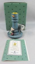 Classic Pooh Eeyore Piglet Candlestick Blue Border Fine Arts Boxed