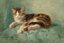 HENRIETTE RONNER KNIP CAT ANIMAL CANVAS PICTURE PRINT WALL ART "CAT NAP"