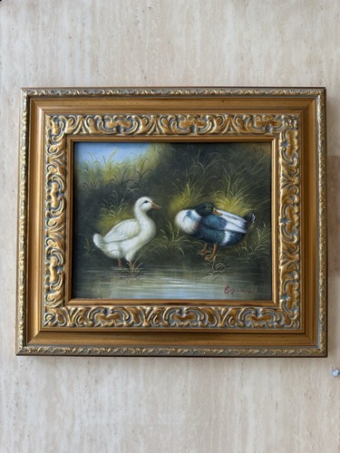 Oil painting canvas with - on,