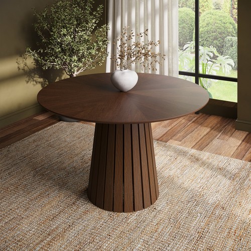 Round walnut pedestal - walnut,