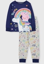 TU Kids Girls Peppa Pig Navy Blue Unicorn Pyjamas New With Tags